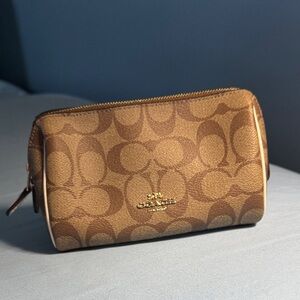 Coach Tan and Brown Signature Pouch